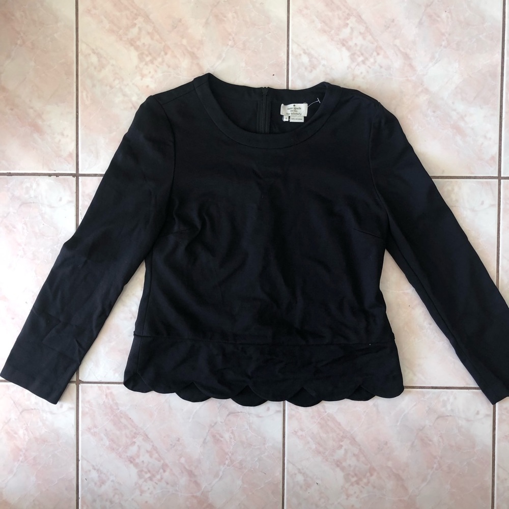 Kate spade scalloped black blouse